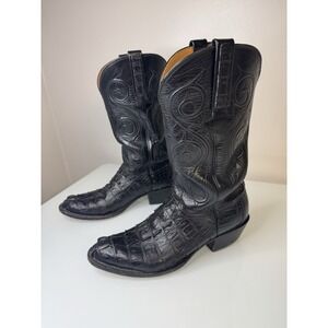 Mens Lucchese Classics Handmade Exotic Hornback Caiman & Buffalo Boots Size 9